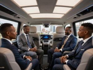 Vip Business people seated in a Mercedes Benz Viano in Nairobi